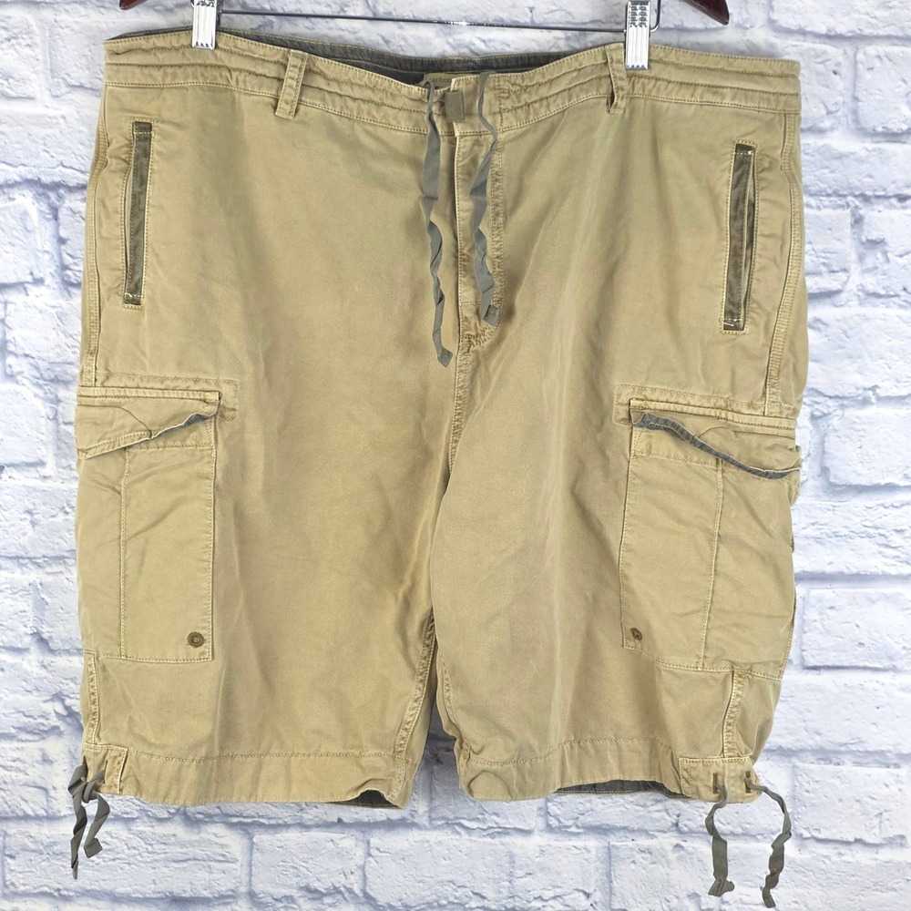 Carbon 2 Cobalt Cargo Shorts Tan Mens Cotton Drawstring Utility Size 40